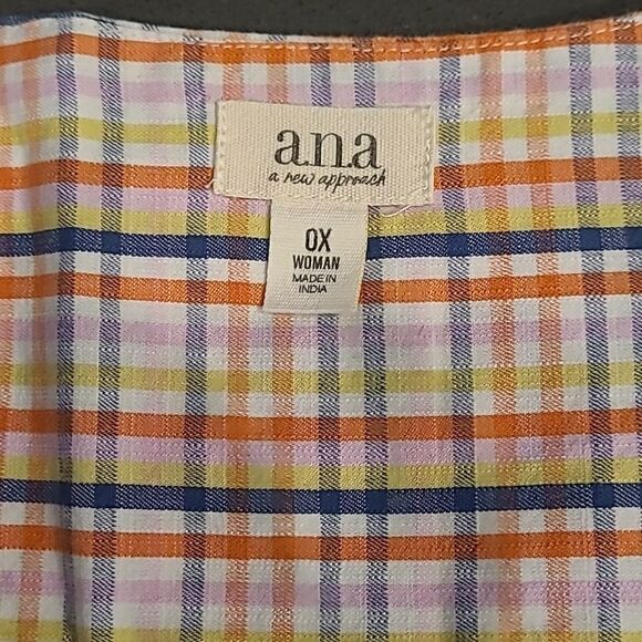 a.n.a a new apparel  sz 0X woman plaid shirt, button front - Picture 4 of 9